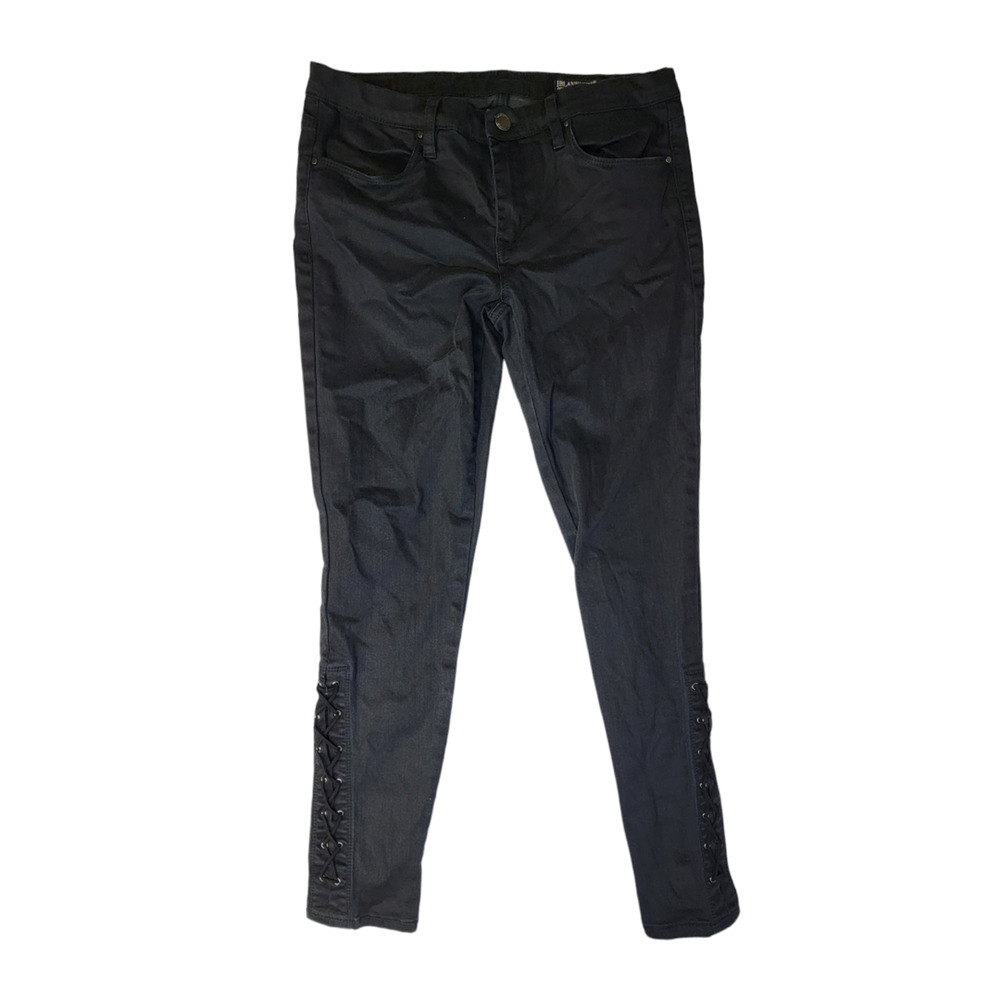 BLANK NYC Women's Faux Ankle Lace Up Skinny Jeans Mid Rise Black Intro Size 29 - Picture 3 of 7